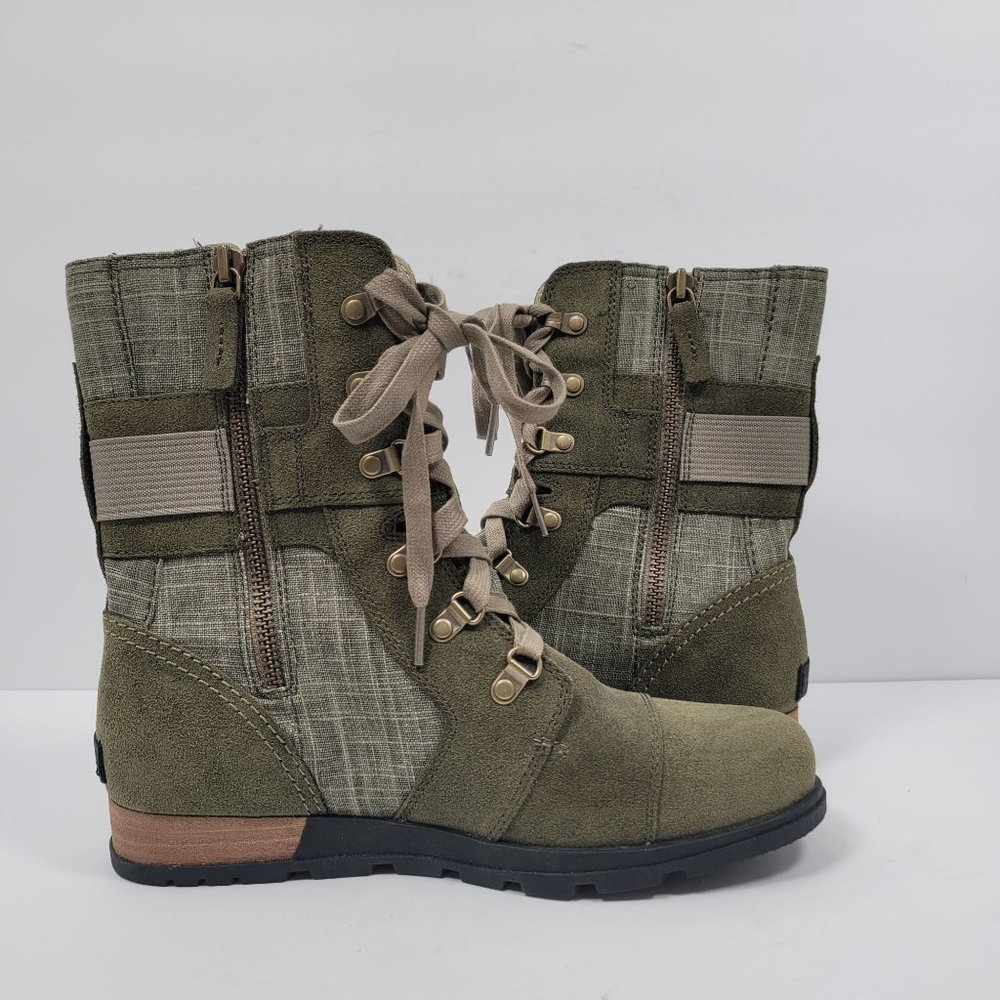 Sorel Major Carly Women's Green Combat Zip Up Boots NL2158-383 US SZ 9 - Picture 5 of 12